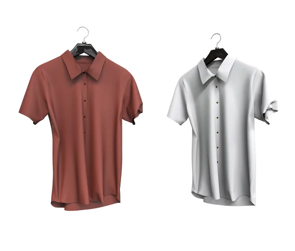 Camisas de manga corta rojas y blancas aisladas sobre fondo blanco . —  Fotos de Stock