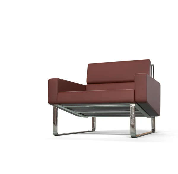 白色背景上的棕色现代扶手椅. — 图库照片