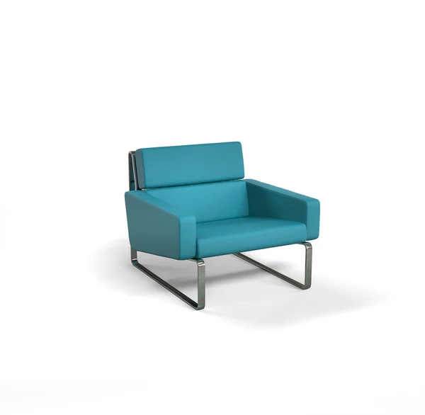 Cyan modern armchair isolated on white background. — Stock Photo, Image