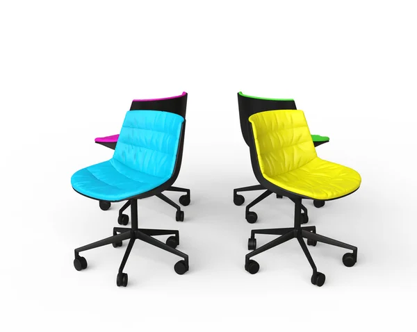 Cadeiras de escritório coloridas no fundo branco . — Fotografia de Stock