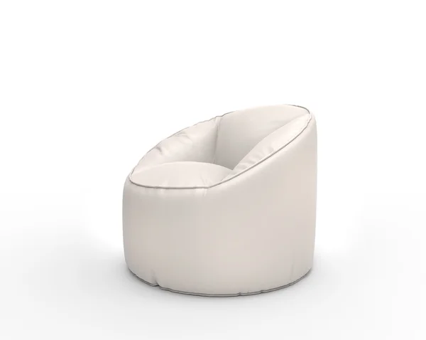 Białe krzesło leniwy na białym tle na białym tle - widok. — Zdjęcie stockowe