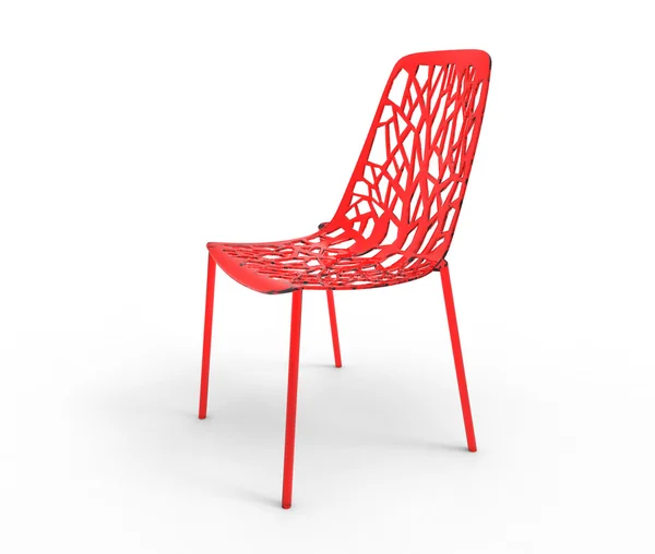 Сучасні яскравий червоний прозорий поліетиленовий стілець — стокове фото