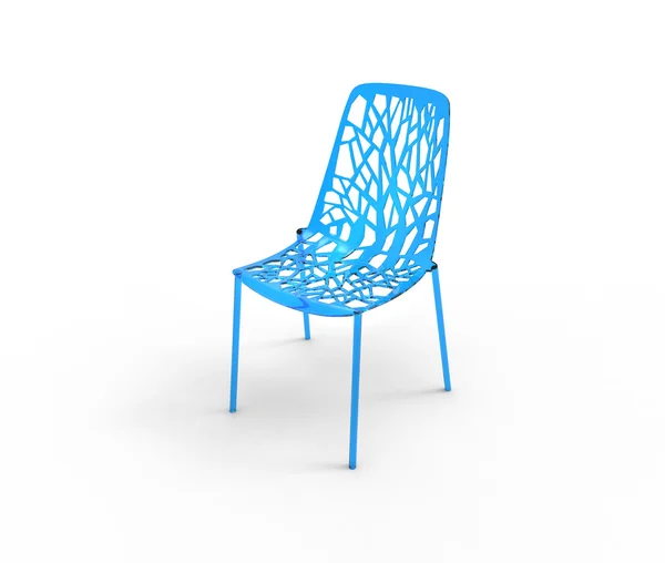 Moderna sedia di plastica blu brillante — Foto Stock