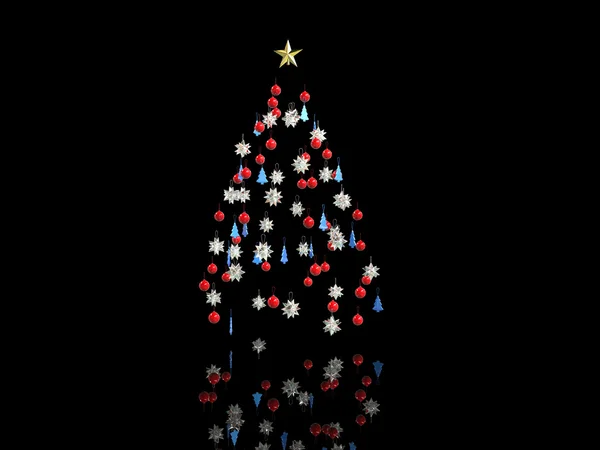 Christmas tree decorations - isolated on black — Stock Photo, Image