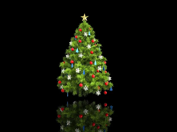 黒に分離されたクリスマス ツリー — ストック写真