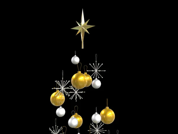 Decoraciones de la parte superior del árbol de Navidad - aislado sobre fondo negro — Foto de Stock