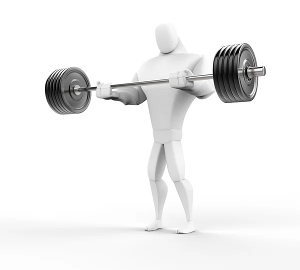 Strong 3D Character Weightlifting - lower view. — Stock Photo, Image
