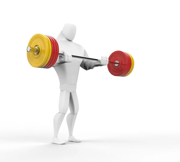 3D-sterke teken doen barbell krullen. — Stockfoto