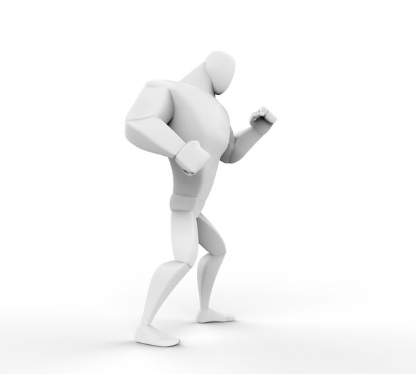 3D Boxing, боевая стойка, вид сзади
.