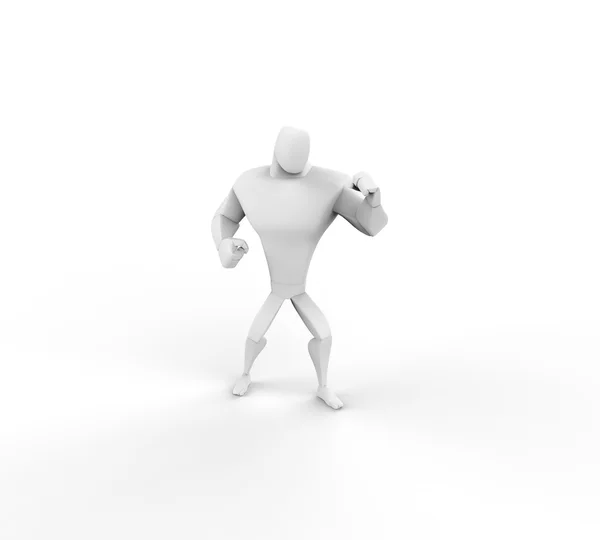 3D-bokser bewaker houding, geïsoleerd op witte achtergrond. — Stockfoto