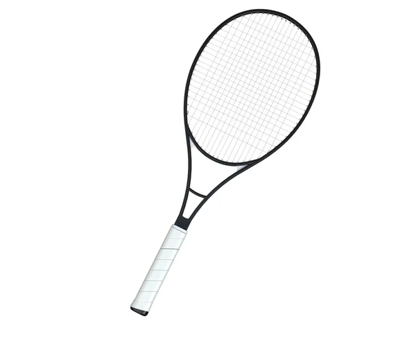 Zwarte tennis racket geïsoleerd op witte achtergrond — Stockfoto