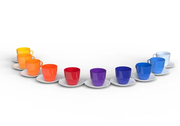 Tazze di caffè in tutti i colori vivaci — Foto Stock