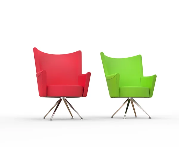 Modern armchairs - red and green — Stock Photo, Image