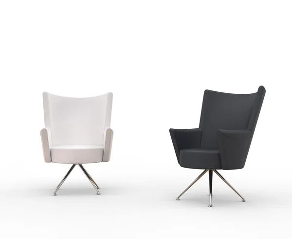 Modern armchairs - white and black — Stock Photo, Image