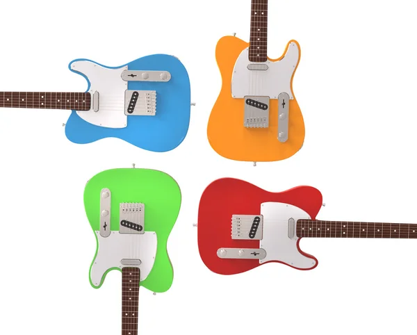 Chitarre elettriche in colori primari — Foto Stock