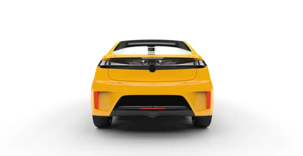 Electric Car Yellow Back View — Stock Photo, Image