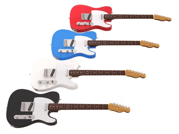 Cool elektrische gitaren geïsoleerd op wit — Stockfoto