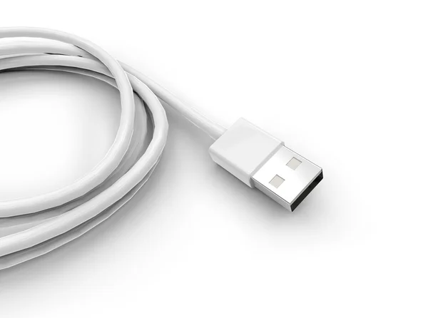 Usb cable - detail on white background — Stock Photo, Image