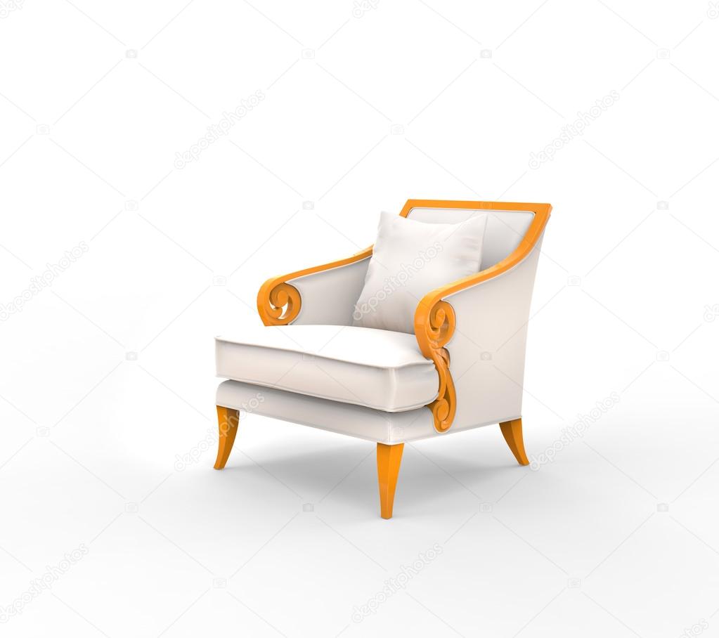 Turuncu kol dayama ile beyaz koltuk — Stok Foto © Trimitrius 83382598