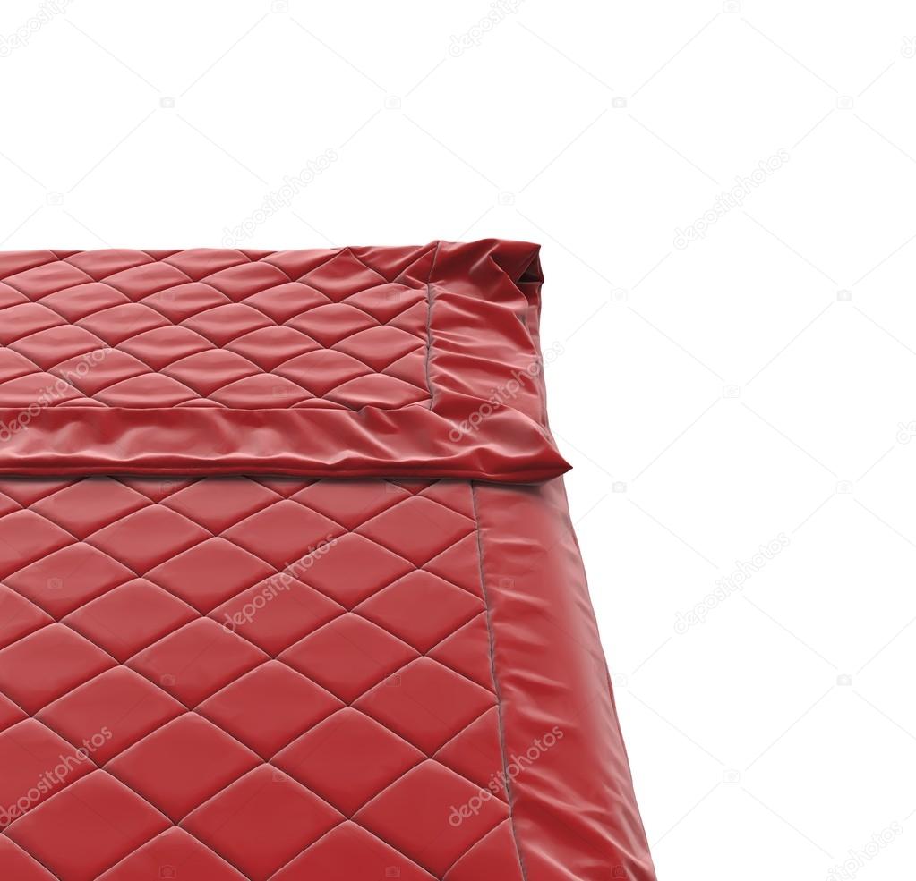 Red bed cover, isolated on white background.