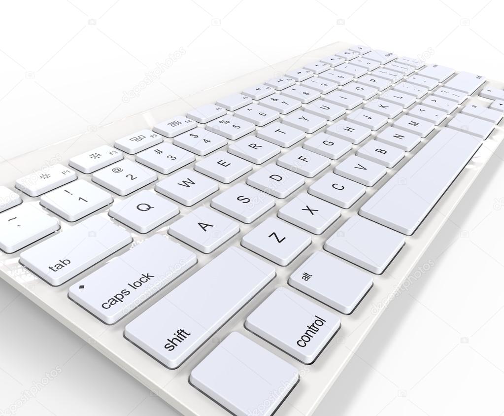 White keyboard - close up, on white background