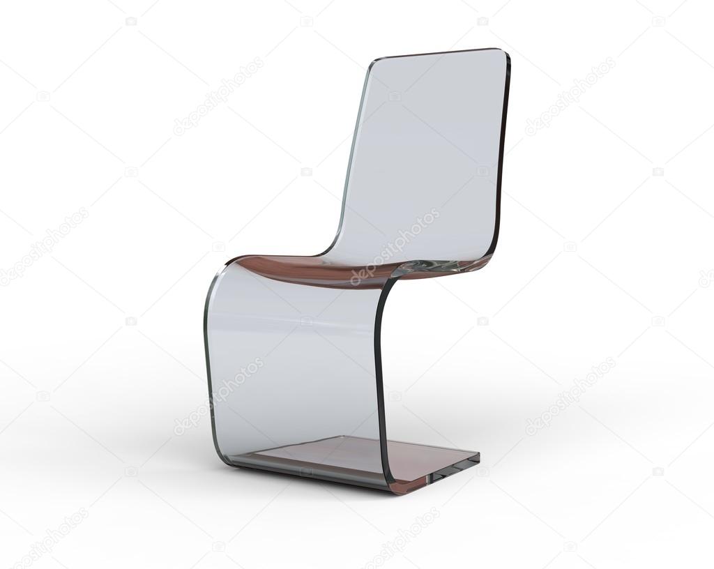 Modern plastic chair isolated on white background - front view.