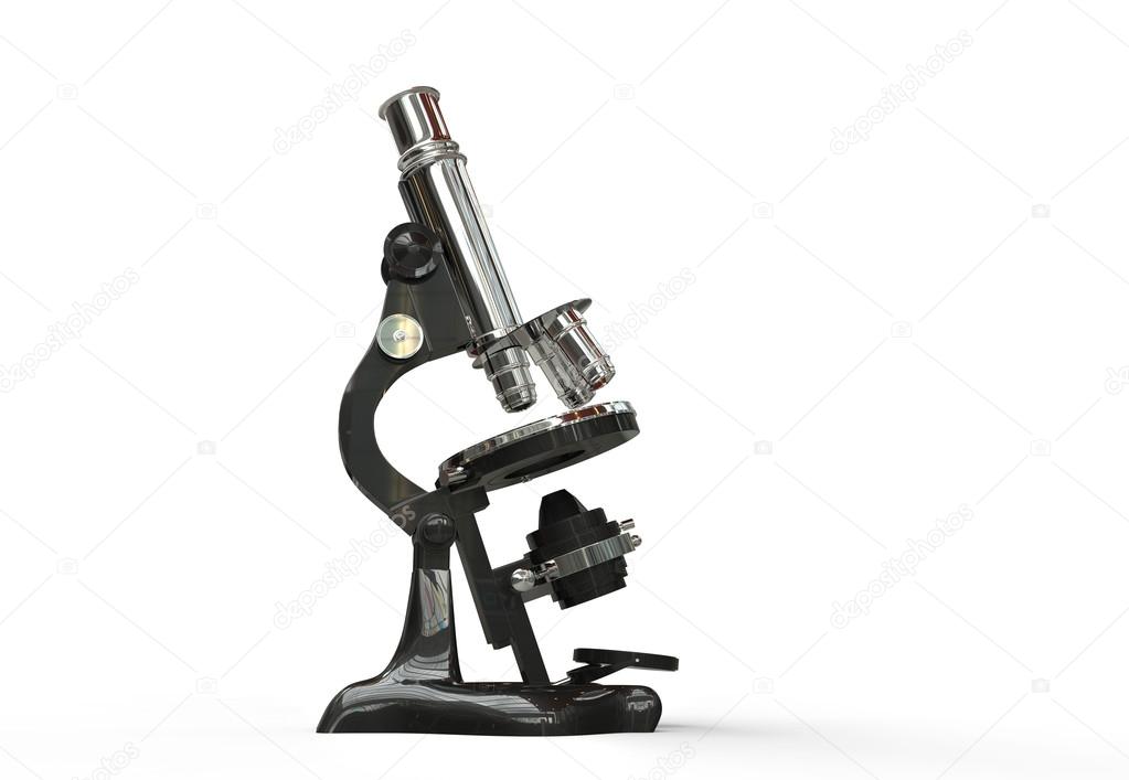 Vintage Microscope isolated on white background.