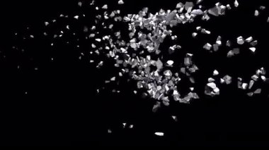 Number Three breaking apart into many pieces and flying away in a tornado