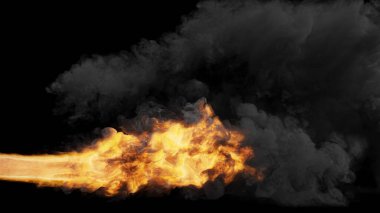 Yoğun siyah dumanlı büyük ateş ve alevler