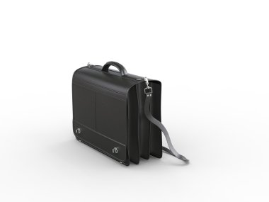 Klasik siyah deri evrak çantası - yan görünüm