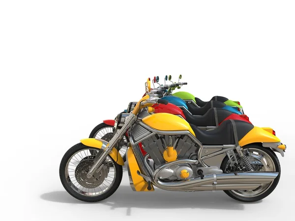 Красочные винтажные мотоциклы - вид сбоку — стоковое фото