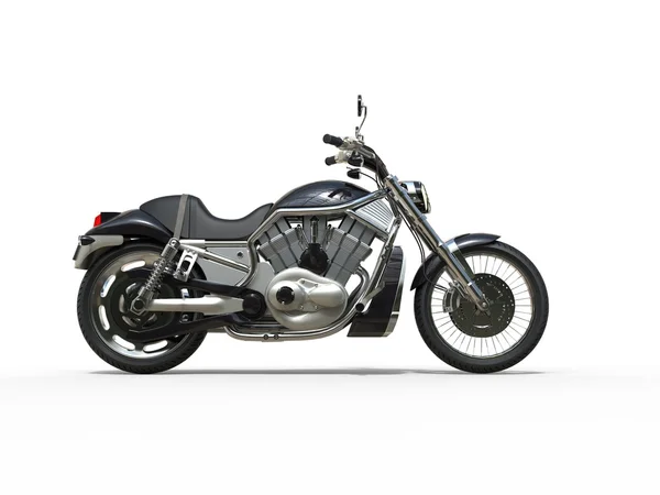 Мощный мотоцикл чёрного цвета - вид сбоку — стоковое фото