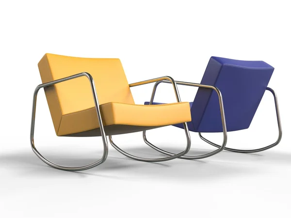 Blue and Yellow Leather Armchairs — Stock Photo, Image