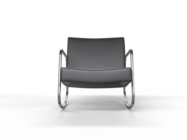 Fotel nowoczesny skórzany czarny - widok z przodu — Zdjęcie stockowe