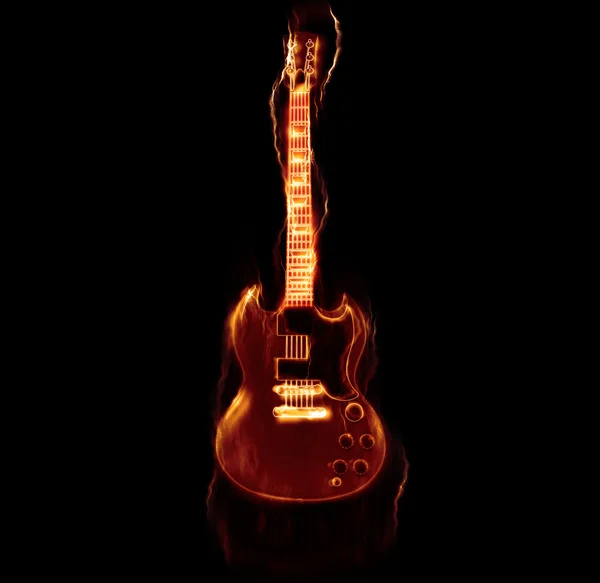 Flaming gitaar ontwerp — Stockfoto