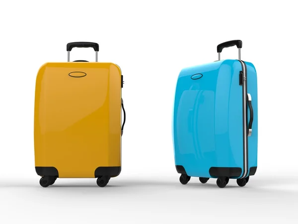 Valises à bagages jaunes et cyan — Photo