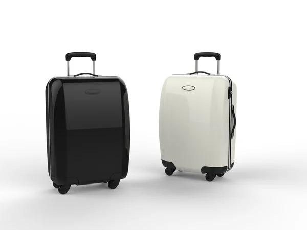 白と黒の荷物スーツケース — ストック写真