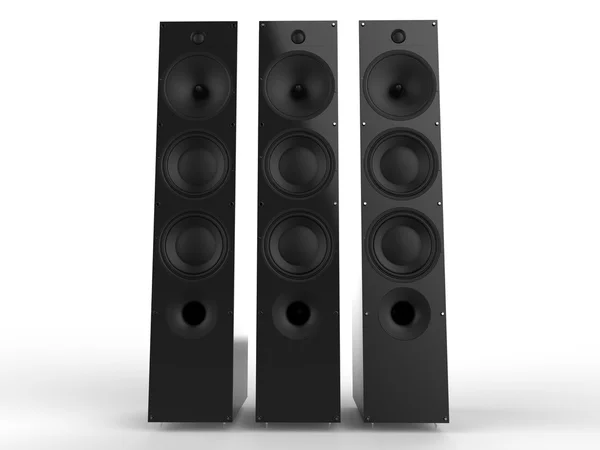 Három modern fekete hangszóró — Stock Fotó