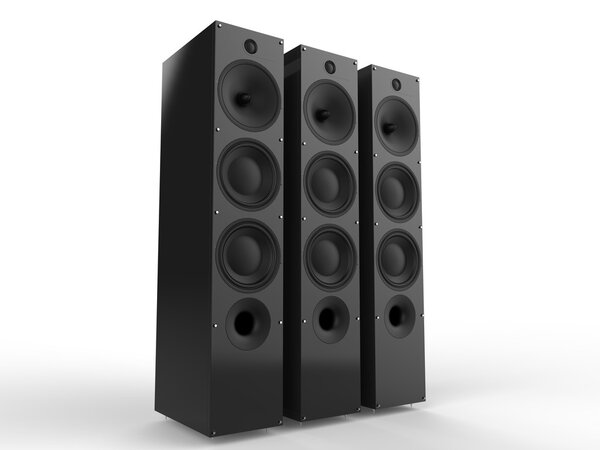 Row of modern speakers