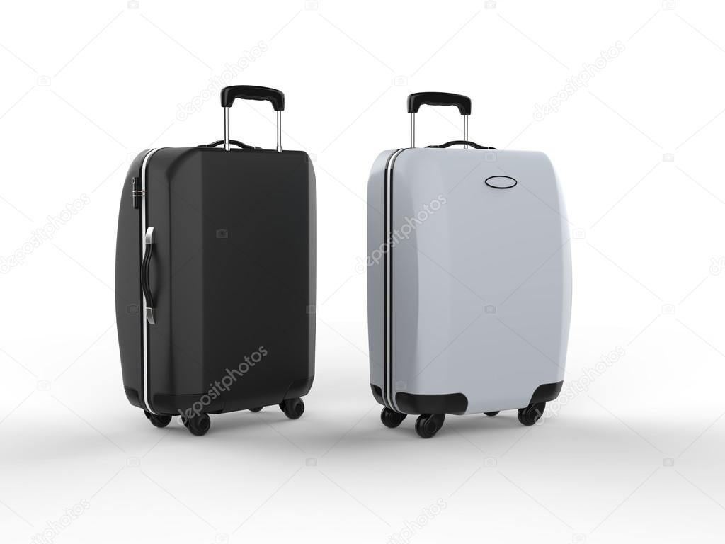 Black and white suitcases - side to side