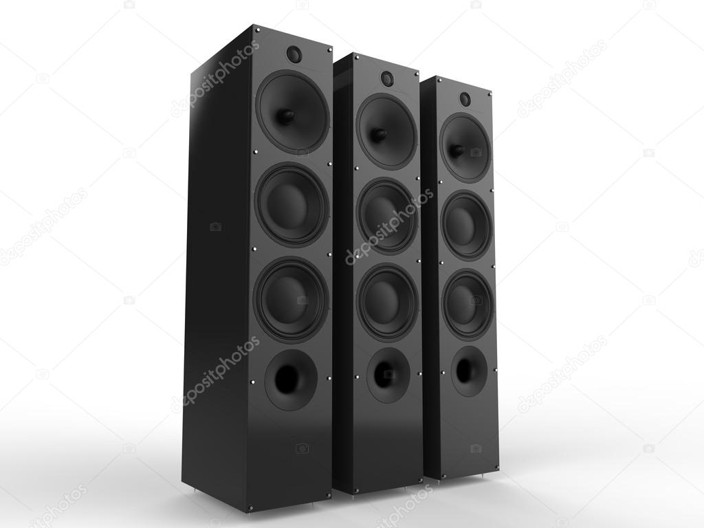 Row of modern speakers