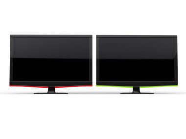 Kırmızı ve yeşil modern Tv ekranlarında