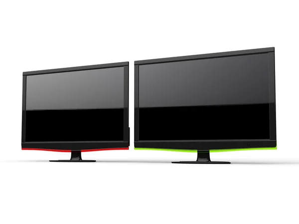 Red and green monitors — Stock Photo, Image