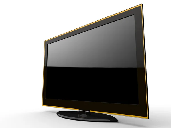 Современный стильный телевизор с оранжевым ободом — стоковое фото
