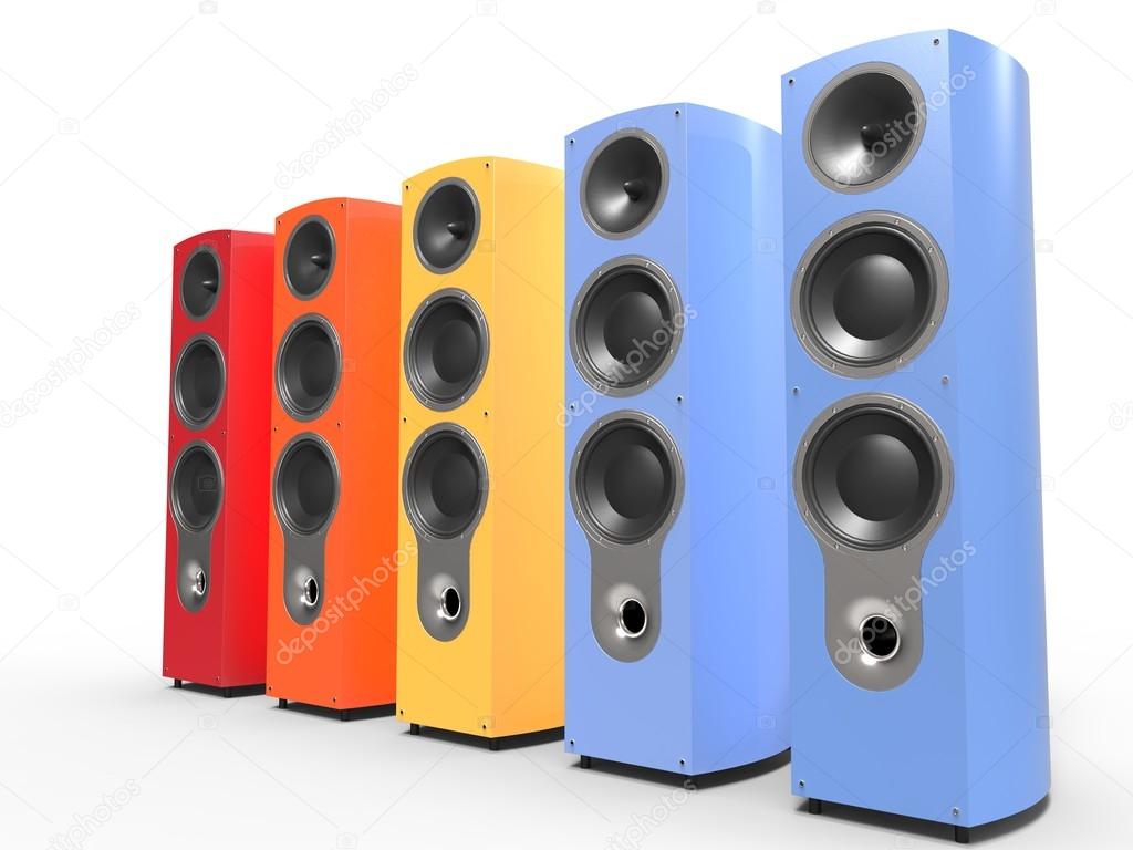 Brightly colored speakers