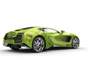Supercar - metalik yeşil - arka yan görünüm