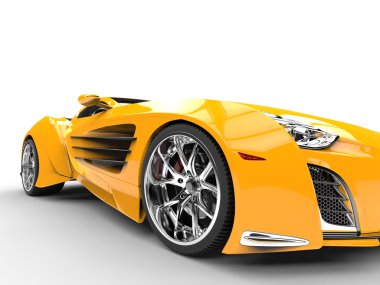 Sarı supercar - closeup - Önden Görünüm