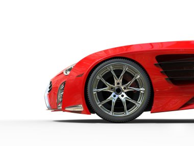 Kırmızı supercar - ön tekerlek closeup - atış kesme