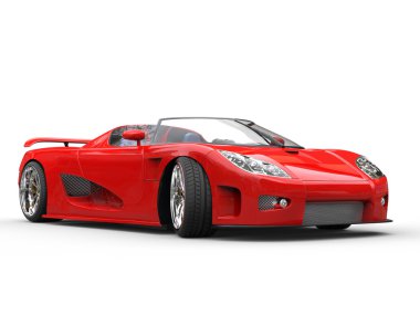 Beyaz arka planda - sol görünüm parlak kırmızı spor araba