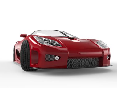 Koyu kırmızı spor araba - farlar portre